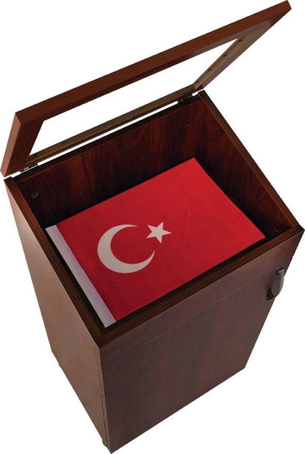Panda 85X50X35 Suntalem Bayrak Dolabı Camlı Kapaklı Bayrak Dolap - Image 1
