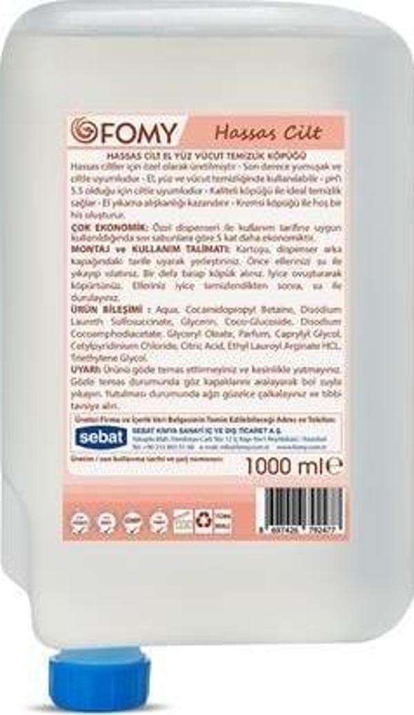 FOMY Hassas Cilt Köpük Sabun El Yüz Vücut 1000 ml - Image 1