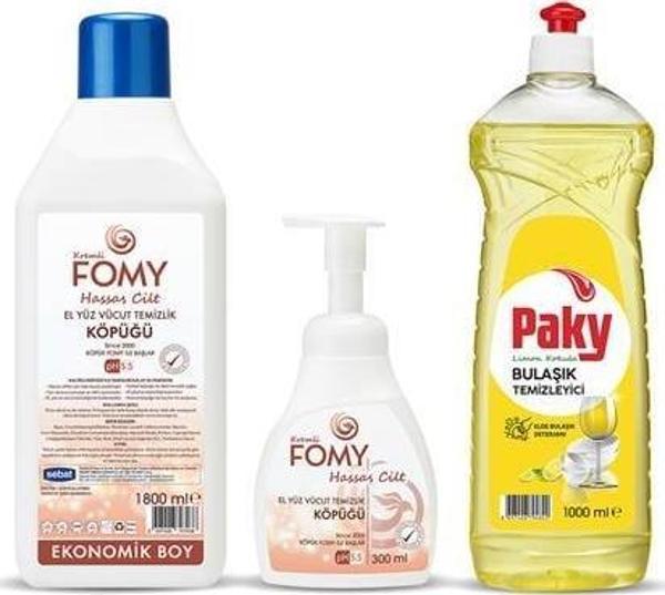 FOMY Hassas Cilt Köpük Sabun Seti + PAKY Elde Bulaşık Deterjanı - Image 1