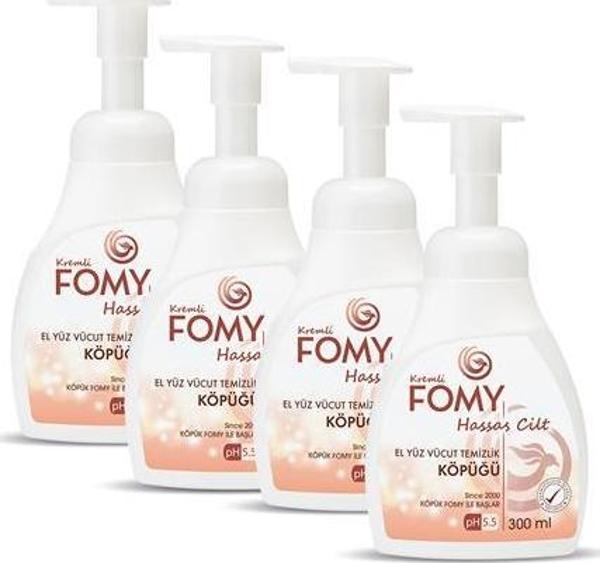 FOMY Hassas Cilt Kuru Sert Ciltler Yoğun Nemlendirici Arındırıcı Kremli Köpük Sabun 4 adet 300 ml - Image 1