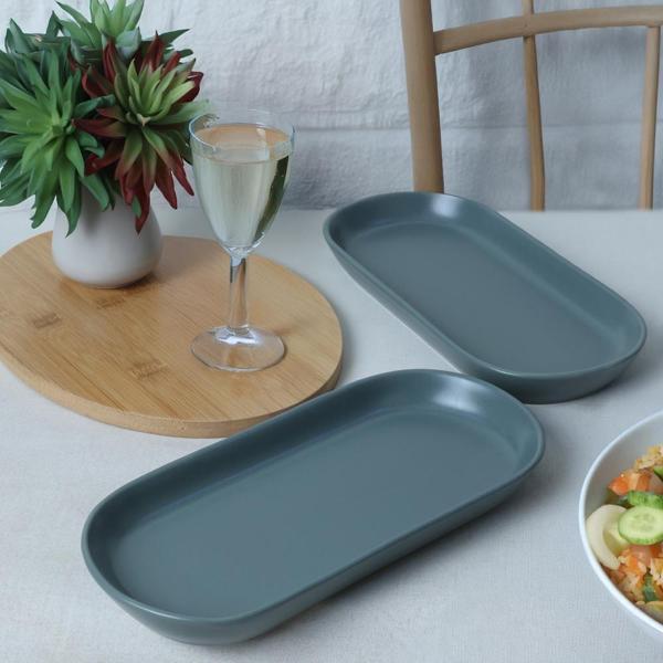 Keramika Mat Yeşil Noyan Kayık Tabak 26 Cm 2 Adet 322 - Image 1