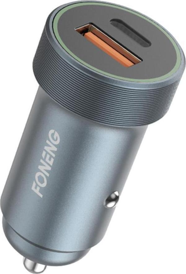 Foneng C16 30W 1 Usb 1 Type-C Girişli Araç Çakmak Şarj Aleti Cihazı - Image 1