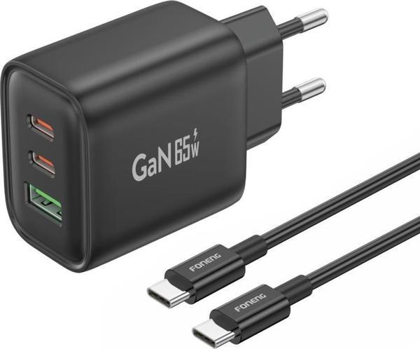 Foneng GaN10 GaN 65W 2 Type-C 1 Usb Girişli Type-C Hızlı Şarj Aleti - Image 1