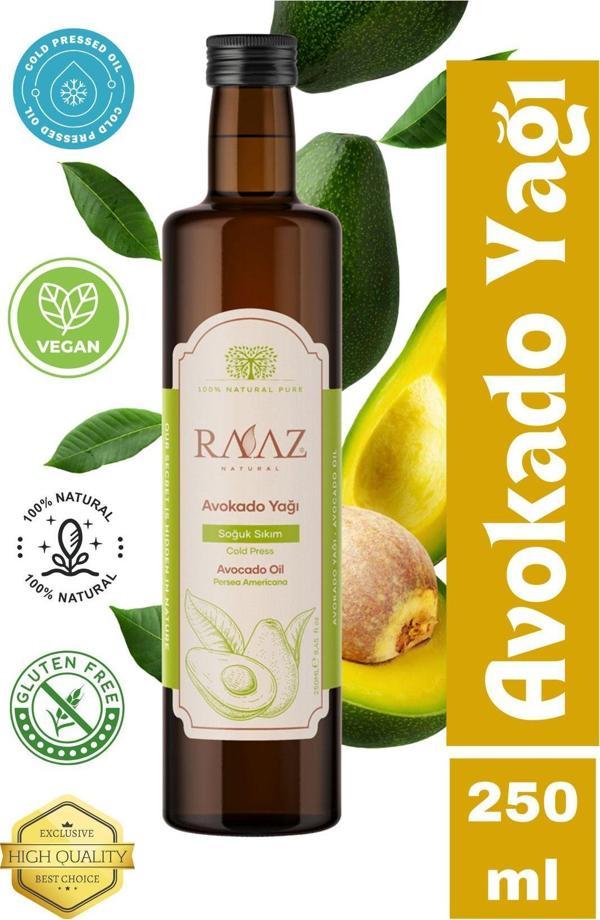 Raaz Avokado Yağı %100 Soğuk Sıkım Saf Cam Şişe Avocado Oil 100% Pure 250 Ml - Image 1
