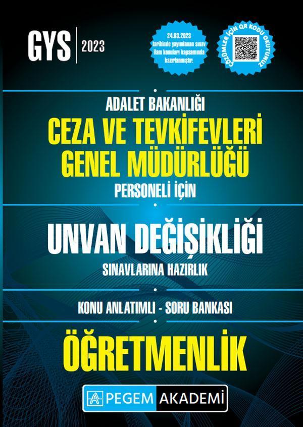 2023 Adalet Bakanlığı Ceza ve Tevkifevleri Genel Müdürlüğü Unvan Değişikliği Sın.Haz. Öğretmenlik Ko - Pegem Akademi Yayıncılık - Image 1