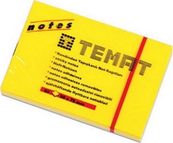 Temat Yapışkanlı Not Kağıdı 50x75 MM Fosforlu Sarı  - Image 1