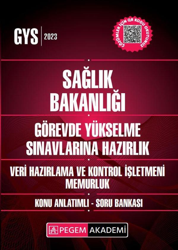 2023 Sağlık Bakanlığı Görevde Yükselme Sın. Haz. Veri Hazırlama ve Kontrol İşletmeni Memurluk Konu A - Pegem Akademi Yayıncılık - Image 1