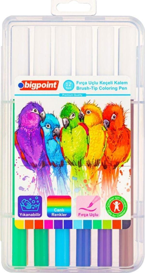 Bigpoint Fırça Uçlu Keçeli Kalem 12 Li Pp Kutuda - Image 1