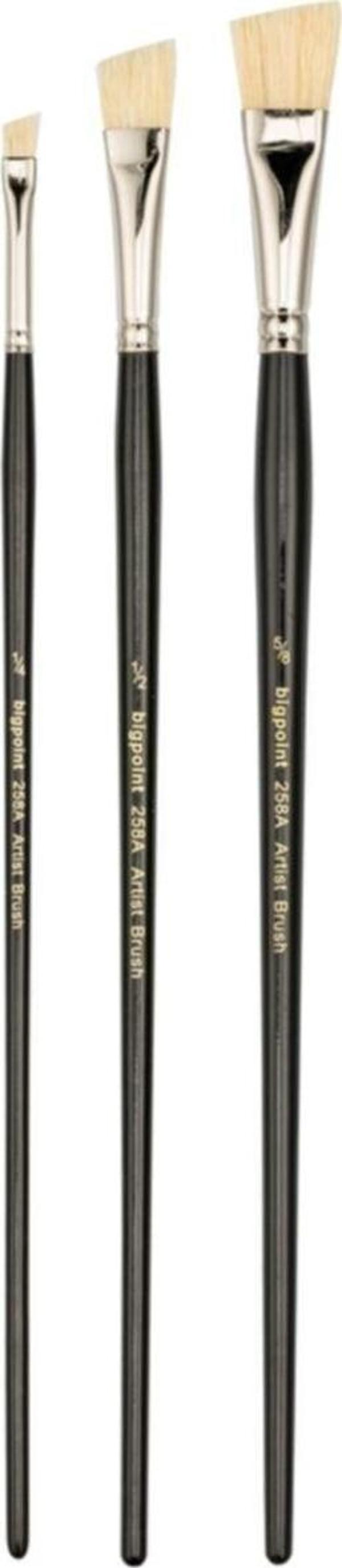 Bigpoint 258A Serisi Doğal Kıl Yan Kesik Fırça No 5/8 - 1/2 - 1/4 ( 3 Lü Set ) - Image 1