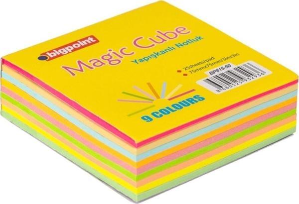 Bigpoint Yapışkanlı Not Kağıdı Yelpaze Küp 225 Yaprak 9 Renk 6'Lı Paket - Image 1
