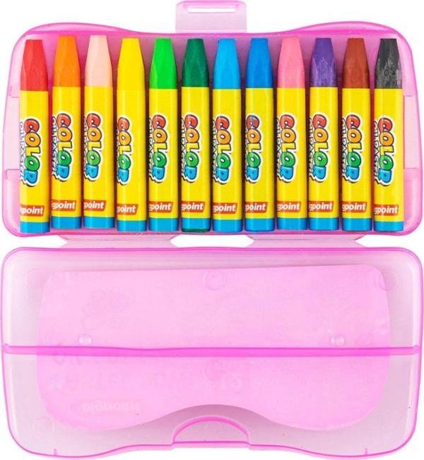 Bigpoint Yağlı Pastel Boya 12 Renk - Pembe Kutulu - Image 1