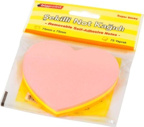 Bigpoint Şekilli Not Kağıdı Kalp 75 Yaprak 12'Li Paket - Image 1