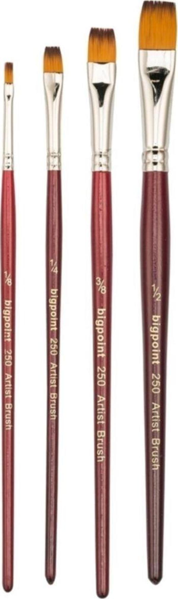 Bigpoint 250 Serisi Sentetik Kıl Düz Kesik Fırça No 3/8 - 1/4 - 1/8 - 1 - /2 ( 4 Lü Set ) - Image 1