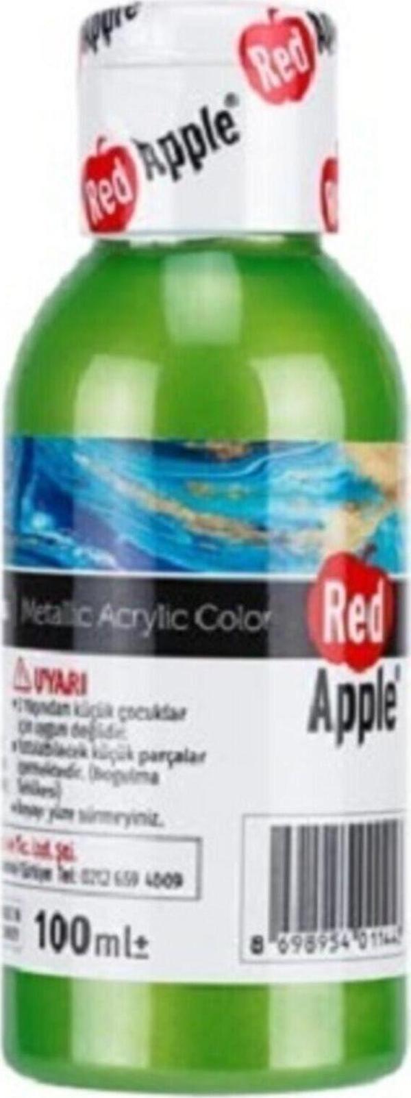 Red Apple Metalik Akrilik Boya Yeşil 100 Gr. Doğadan Ilham Alan Renkler. - Image 1