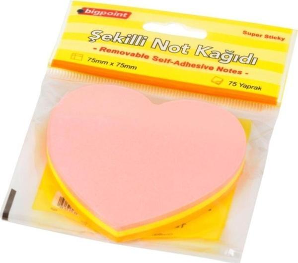 Bigpoint Şekilli Not Kağıdı Kalp 75 Yaprak 1 Adet - Image 1