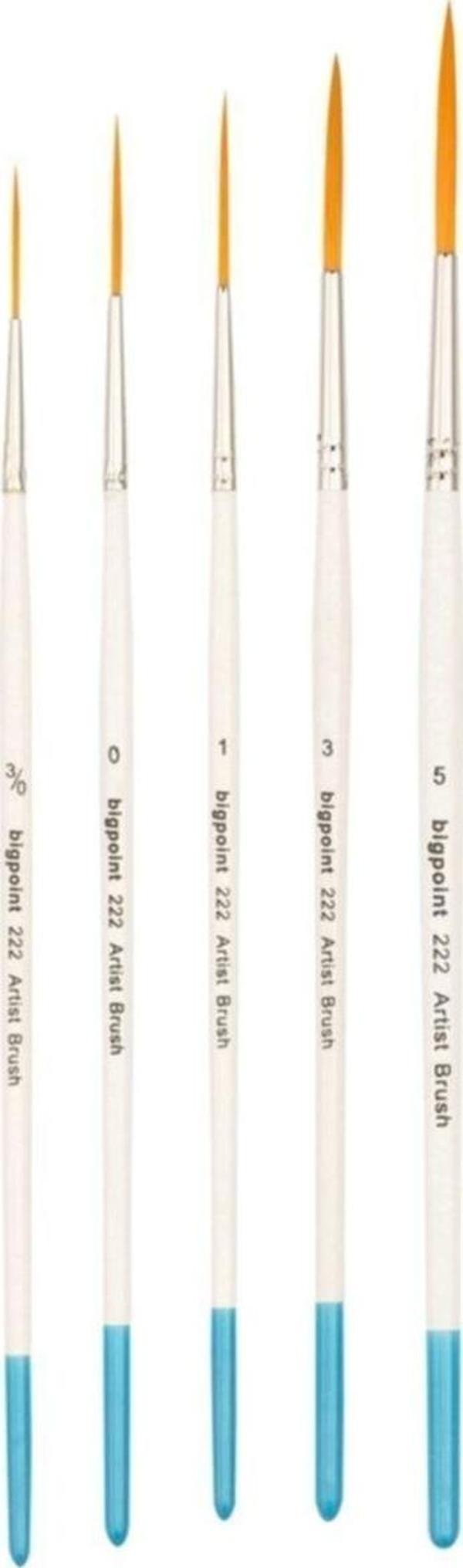 Bigpoint 222 Serisi Sentetik Kıl Çizgi Fırçası No 3/0 - 0 - 1 - 3 - 5 ( 5 Li Set) - Image 1