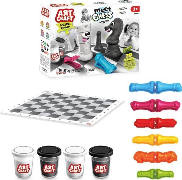 Dede Satranç Hamur Set 4 Adet Oyun Hamuru Ile Satranç Oyun Seti - 03732 - Image 1