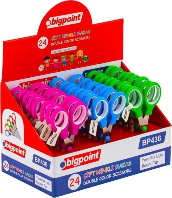 Bigpoint Çift Renkli Okul Makası 24'Lü Stand - Image 1