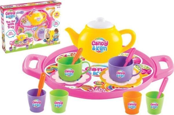 Fen Toys Dede Oyuncak 01593 Candy Tepsili Çay Seti 17 Parça - Image 1