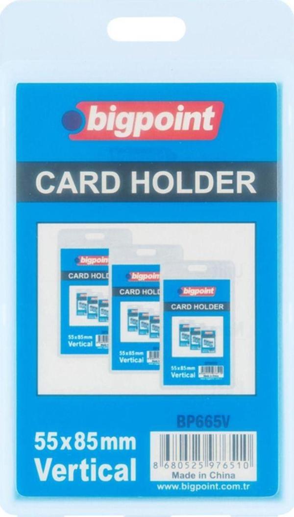 Bigpoint Kart Kabı Kristal Çift Yönlü Su Geçirmez Dikey 55X85 Mm. ( Yaka Kartı ) 5 Li Paket - Image 1