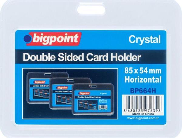 Bigpoint Çift Taraflı Kart Kabı Yaka Kartı Kristal Yatay Şeffaf 85X54Mm 5'Li Poşet - Image 1