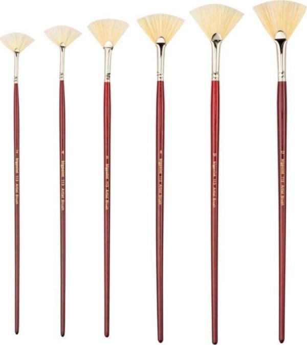Bigpoint 113 Serisi Doğal Kıl Yelpaze Fırça 6Lı Set No 2 - 4 - 6 - 8 - 10 - 12 - Image 1
