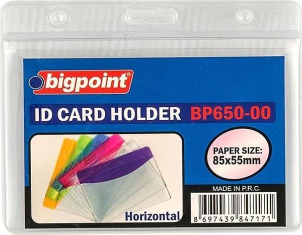 Bigpoint Korumalı Kart Poşeti Yaka Kartı Yatay Şeffaf 85X55Mm 100'Lü - Image 1