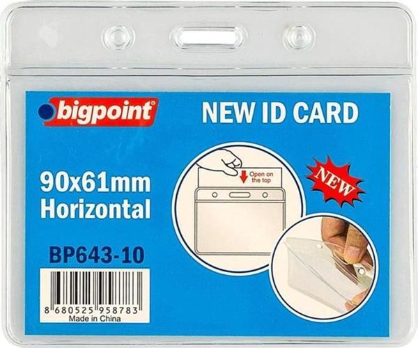 Bigpoint Kart Kabı Yaka Kartı Yatay Şeffaf 90X61Mm 10`Lu Paket - Image 1