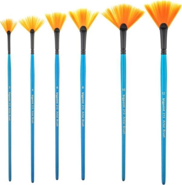 Bigpoint 213 Serisi Doğal Kıl Yelpaze Fırça No 2 - 4 - 6 - 8 - 10 - 12 (6 Lı Set) - Image 1