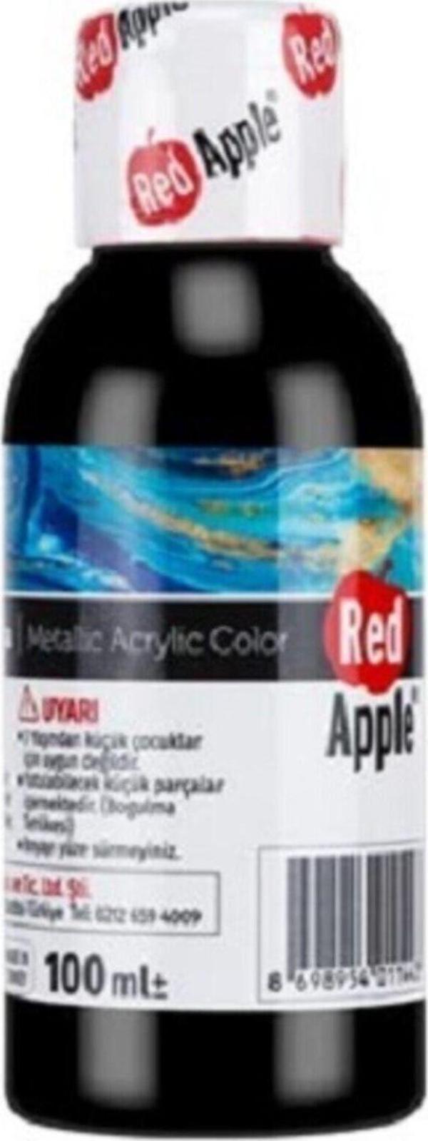 Red Apple Metalik Akrilik Boya Siyah 100 Gr. Doğadan Ilham Alan Renkler. - Image 1