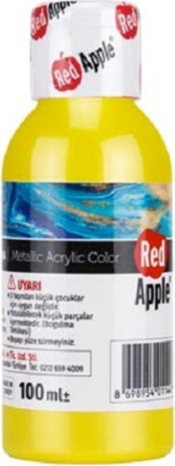 Red Apple Metalik Akrilik Boya Sarı 100 Gr. Ra110 - 71 - Image 1