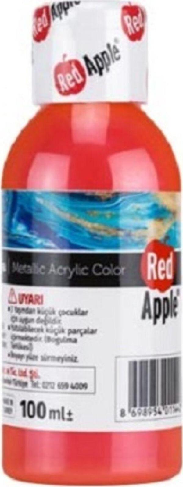 Red Apple Metalik Akrilik Boya Kırmızı 100 Gr. Doğadan Ilham Alan Renkler. - Image 1