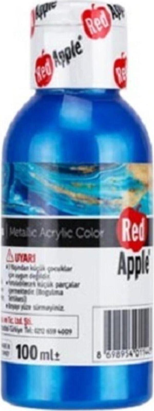 Red Apple Metalik Akrilik Boya Mavi 100 Gr. Doğadan Ilham Alan Renkler. - Image 1