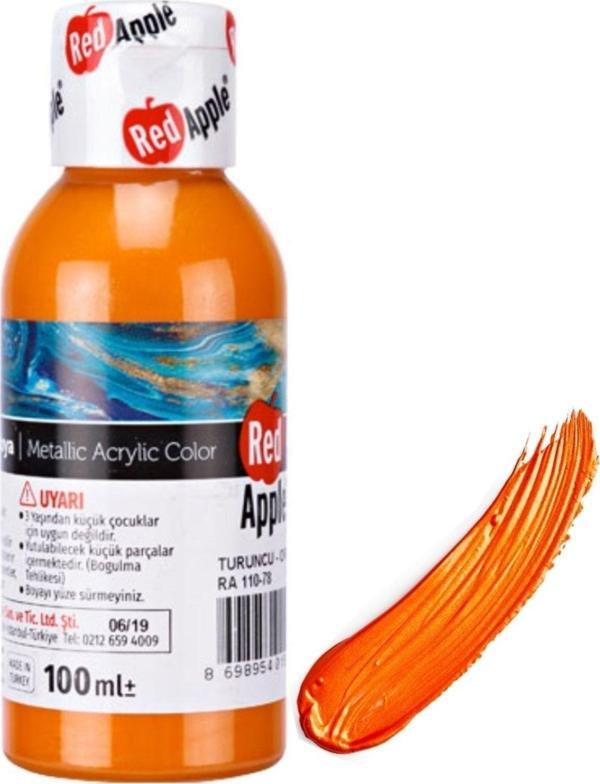 Red Apple Metalik Akrilik Boya Turuncu 100 Gr. Doğadan Ilham Alan Renkler. - Image 1