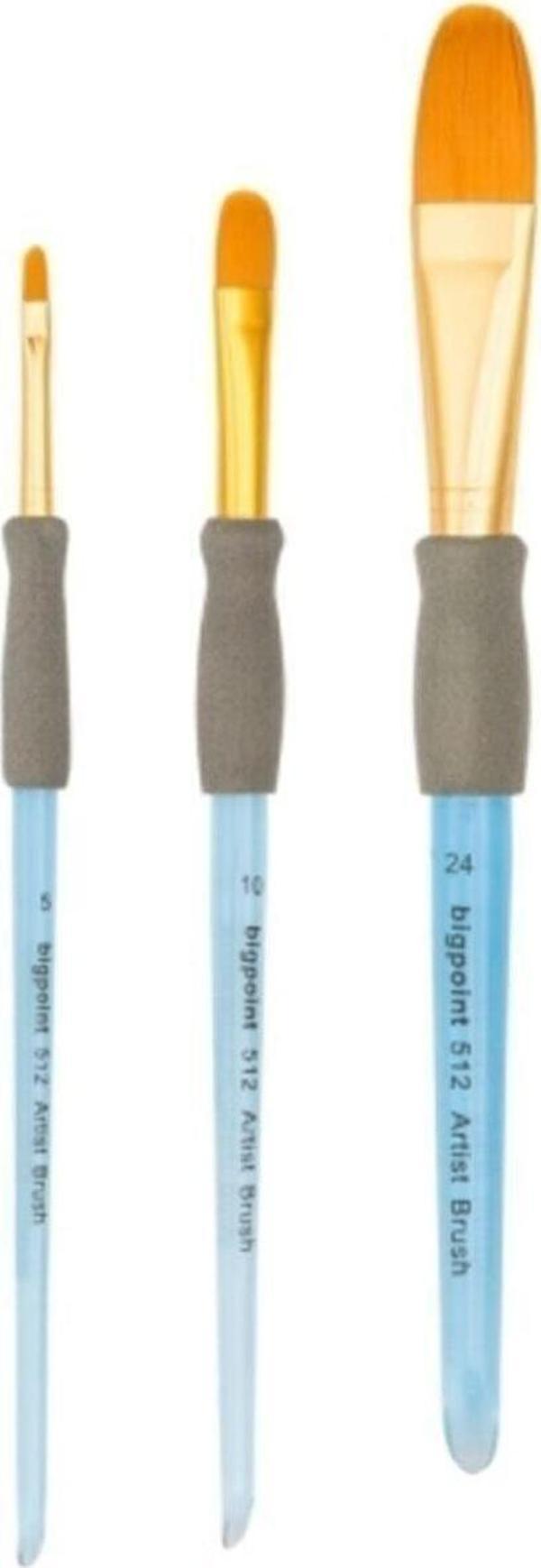 Bigpoint 512 Serisi Sentetik Kıl Akrilik Sap Kedi Dili Fırça No 2 - 4 - 6 (3 Lü Set) 1 Takım - Image 1
