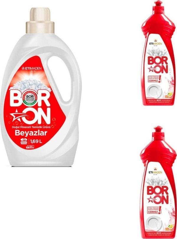 Boron Sıvı Çamaşır Temizlik 1,69 Lt Doğal Temizlik Beyazlar + 2 Sıvı Elde Bulaşık 650Ml - Image 1