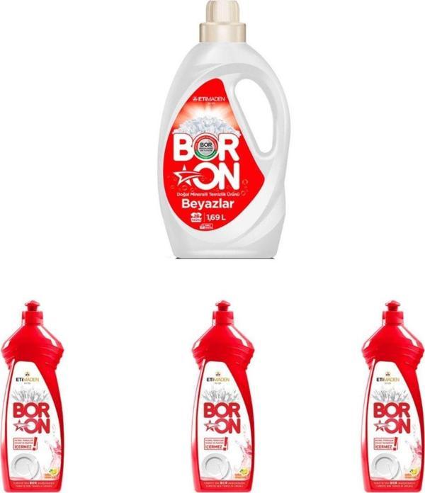 Boron Sıvı Çamaşır Temizlik 1,69 Lt Doğal Temizlik Beyazlar + 3 Sıvı Elde Bulaşık 650Ml - Image 1