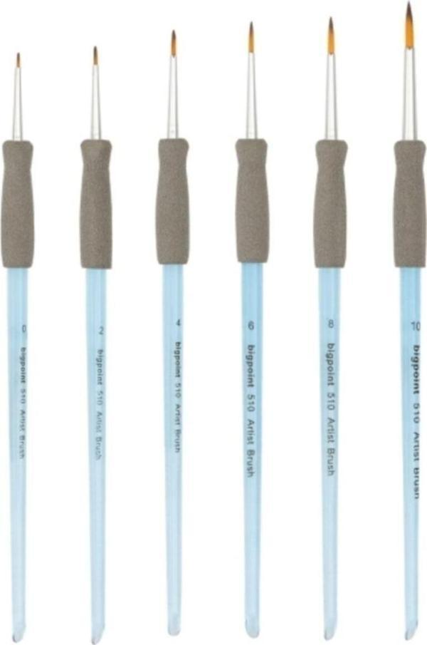Bigpoint 510 Serisi Sentetik Kıl Akrilik Sap Yuvarlak Fırça No 0 - 2 - 4 - 6 - 8 - 10 (6 Lı Set ) 1 Takım - Image 1