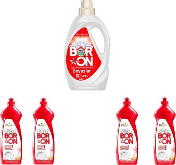 Boron Sıvı Çamaşır Temizlik 1,69 Lt Doğal Temizlik Beyazlar + 4 Sıvı Elde Bulaşık 650Ml - Image 1