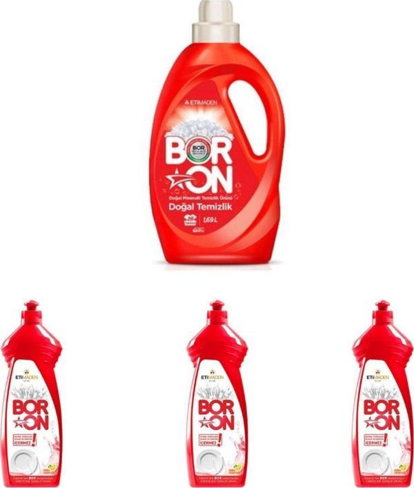 Boron Sıvı Çamaşır Temizlik 1,69 Lt Renkliler + 3 Sıvı Elde Bulaşık 650Ml - Image 1