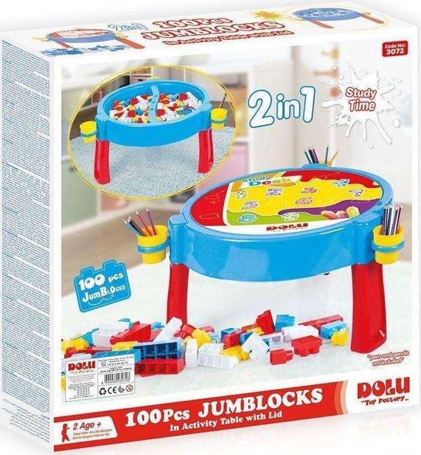 Dolu Oyuncak Aktivite Masası 100 Parça Blok Seti İle - Yubi Oyuncak - Image 1