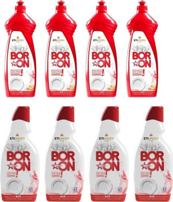 Boron Sıvı Elde Bulaşık Temizlik Ürünü 4 Adet + Jel Bulaşık Makinesi Temizlik Ürünü 4 Adet - Image 1