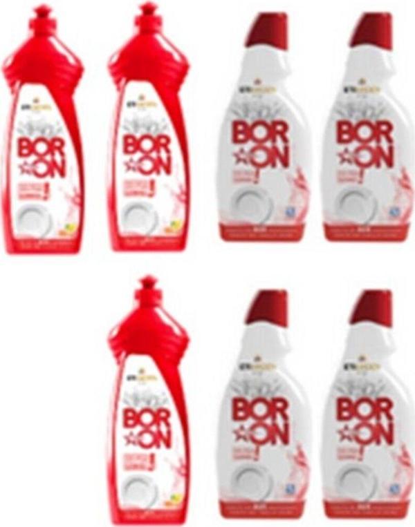 Boron Sıvı Elde Bulaşık Temizlik Ürünü 650 Ml 3 Adet + Jel Bulaşık Makinesi Temizlik Ürünü 4 Adet - Image 1