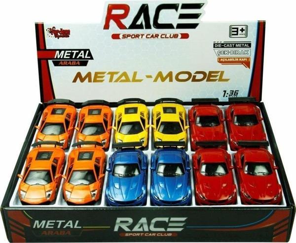Vardem Oyuncak Tın - 80133 - 12 Çekbırak 1 36 Die Cast Spor Araba -  - Image 1
