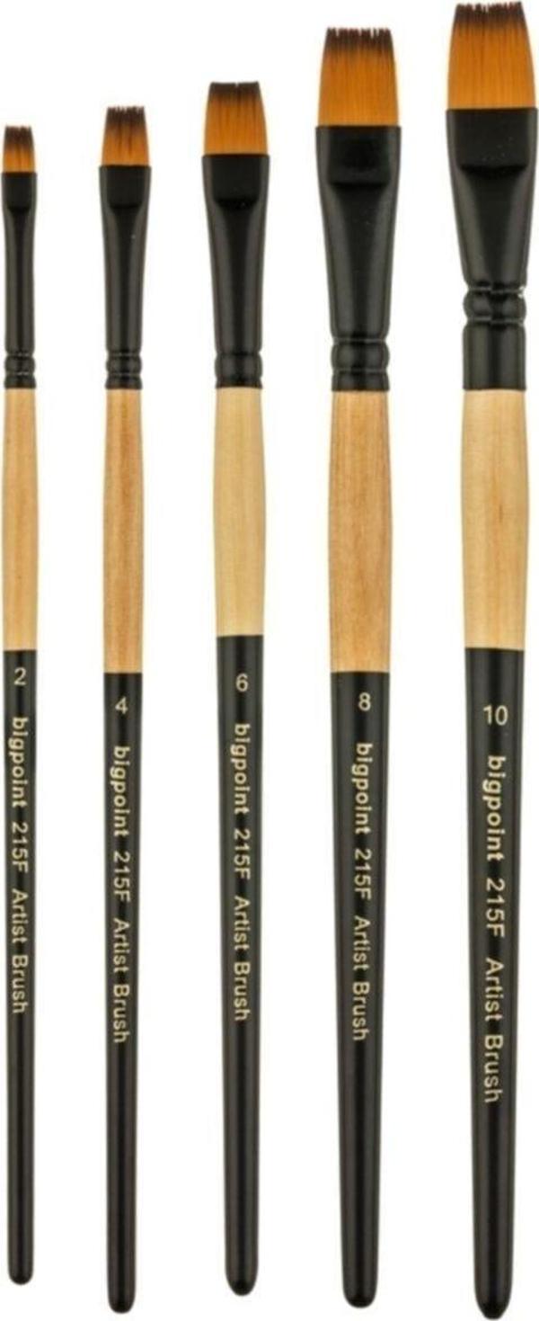 Bigpoint 215F Serisi Sentetik Kıl Düz Kesik Fırça No 2 - 4 - 6 - 8 - 10 ( 5 Li Set ) - Image 1