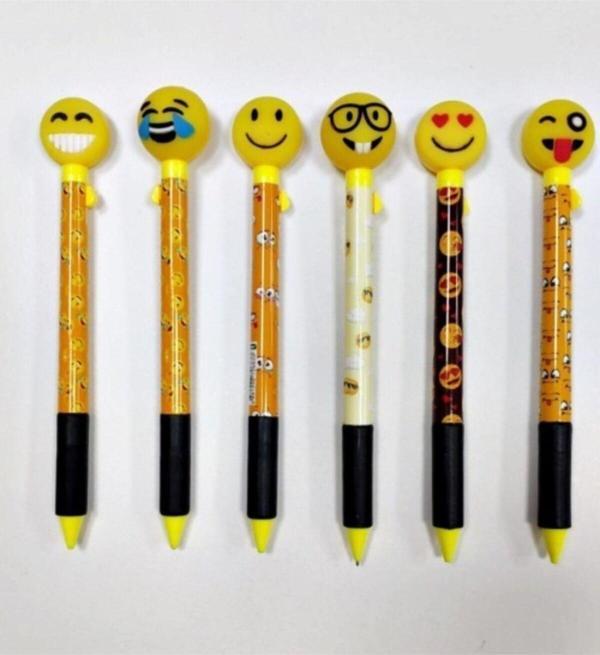 Mikro Sevimli Gülen Yüz Emoji Figürlü 0.7 Uçlu Kalem 6'Lı Set - Image 1