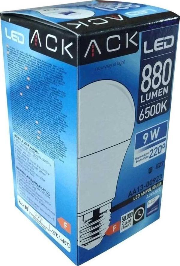 ACK E-27 9W LED AMPUL DUYLU BEYAZ 880 LÜMEN - Image 1