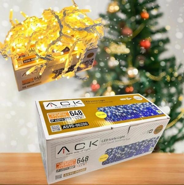 ACK Saçaklı Süsleme Ledi Günışığı 3000K Uzunluk 200cm Saçaklar 80/60/40cm 24 Saçak IP65 Beyaz Çakarl - Image 1