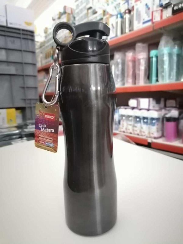 Mikro Metal Siyahı Rengi 1 Adet 750 Ml Çelik Matara / 2627 - Sağlığa Uygun / Matara - Image 1