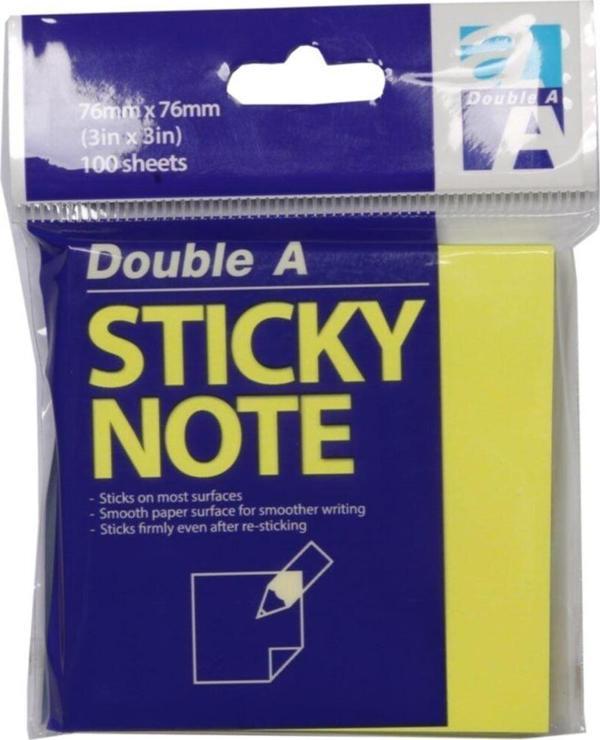 Double A Yapışkanlı Not Kağıdı Fosforlu Sarı - Image 1